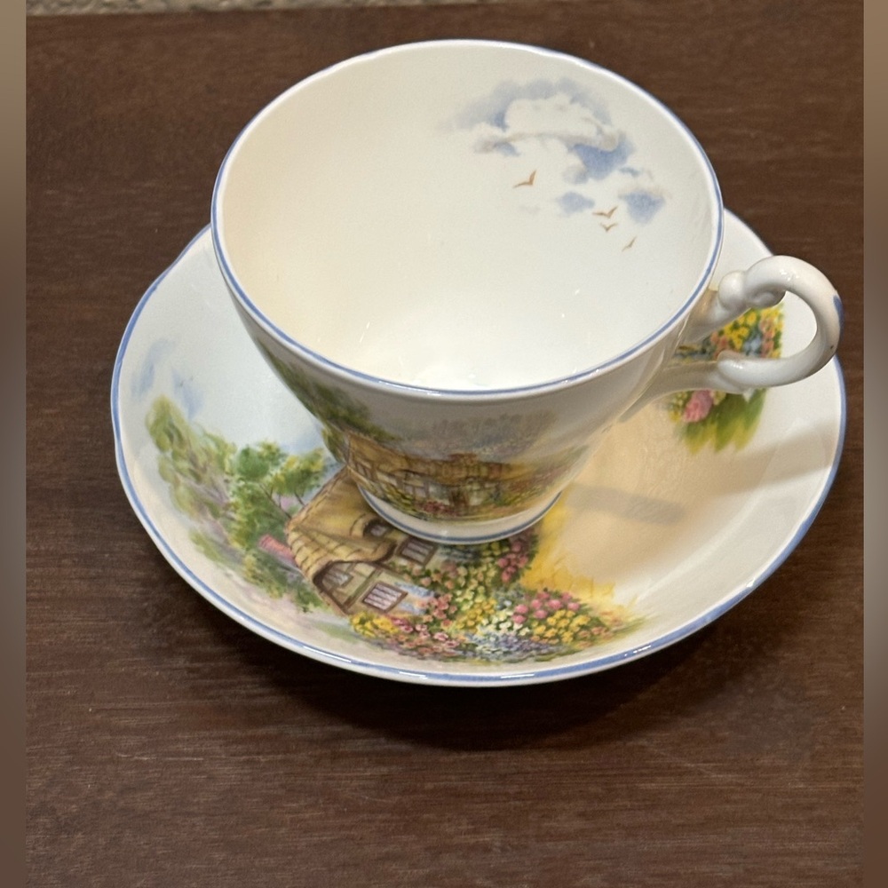 Allyn Nelson Collection Tea Cup & Saucer Bone China England Cottage